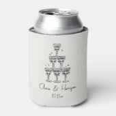 Champagne Tower Doodle Custom Name Wedding 缶クーラー (缶正面)
