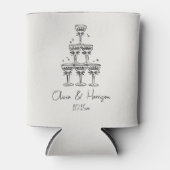 Champagne Tower Doodle Custom Name Wedding 缶クーラー (正面)