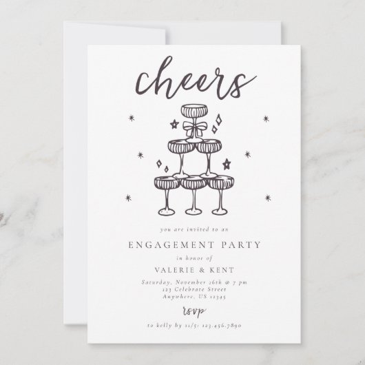 Champagne Tower Engagement Party  招待状 (正面)