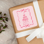 Champagne Tower Pink Hand Drawn Doodles Birthday  スクエアシール