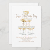 Champagne Tower Surprise 60th Birthday Party 招待状 (正面/裏面)