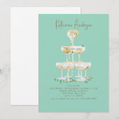 Champagne Tower Turquoise 30th Birthday Party  招待状 (正面/裏面)