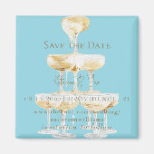 Champagne Tower Turquoise Wedding Save the Date マグネット (正面)