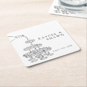 Champagne Tower Wedding Coasters スクエアペーパーコースター (アングル)