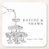 Champagne Tower Wedding Coasters スクエアペーパーコースター (正面)