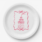 Champagne Tower White Hand Drawn Birthday Party ペーパープレート (正面)