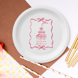 Champagne Tower White Hand Drawn Birthday Party ペーパープレート