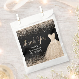 Champagne White Dress Faux Glitter Quinceanera フェイバーバッグ