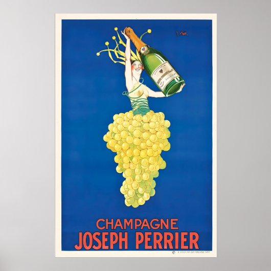 Champagne Wine Beverage Vintage Travel Poster ポスター (正面)