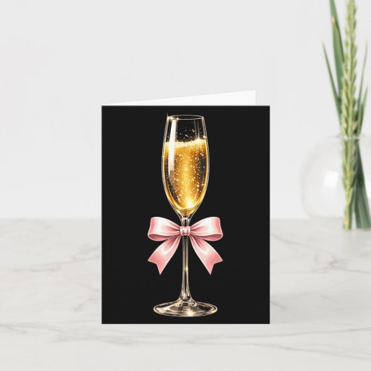 Champagne With Nk Bow For Women Luxurious New Year カード (正面)
