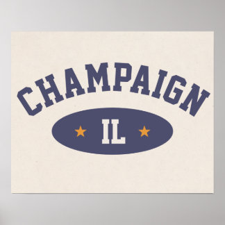 Champaign, Illinois Vintage Athletic-Style Poster ポスター