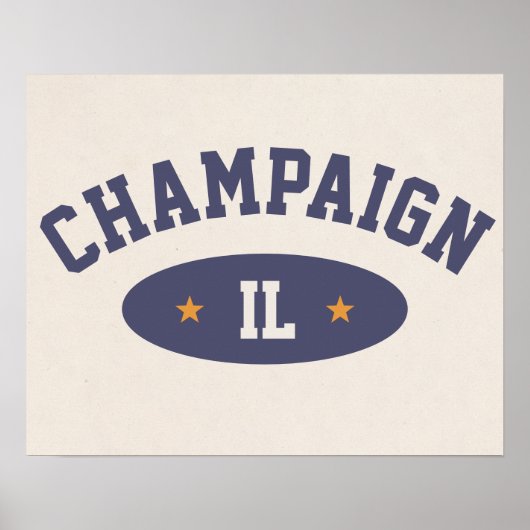 Champaign, Illinois Vintage Athletic-Style Poster ポスター (正面)
