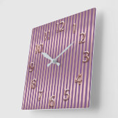 Champaigneの金ゴールドのアラビア数字の紫色のストライプ スクエア壁時計 (傾斜)