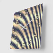 Champaigneの金ゴールドのアラビア数字の青い海軍は縞で飾ります スクエア壁時計 (傾斜)