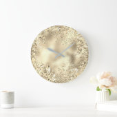 Champaigneの金色やし自由章は金属花柄葉が出ます ラージ壁時計 (ホーム)