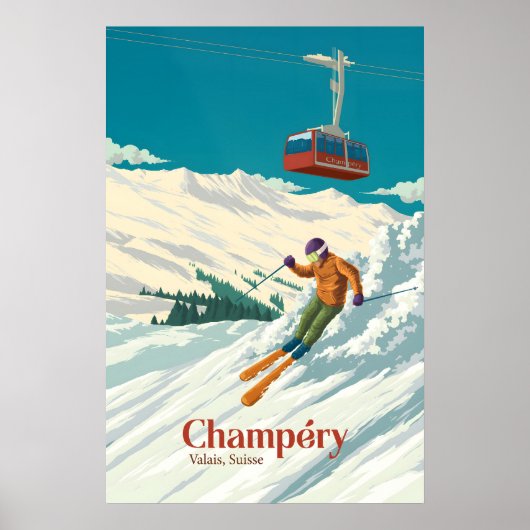 Champery Ski Resort Travel Poster ポスター (正面)