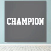 CHAMPION Athletic White Text On Bold Modern Gray キャンバスプリント (インサイチュ (ウッドフロア))
