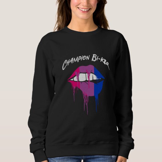 Champion Biker Bisexual LGBTQ Bi Pride Biking スウェットシャツ (正面)