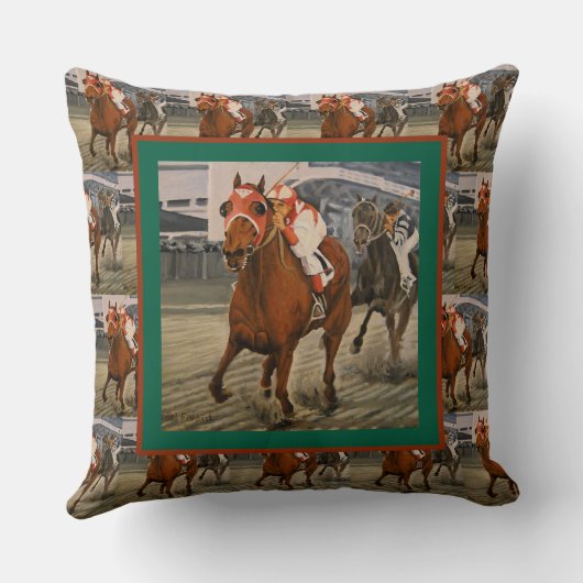 Champion Thorougbred Defeats Favored Horse クッション (裏面)