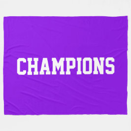 CHAMPIONS Athletic White Text On Bright Purple フリースブランケット