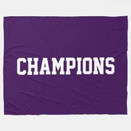 CHAMPIONS Athletic White Text On Deep Purple フリースブランケット