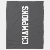 CHAMPIONS Bold Athletic White Text On Deep Gray フリースブランケット (正面)