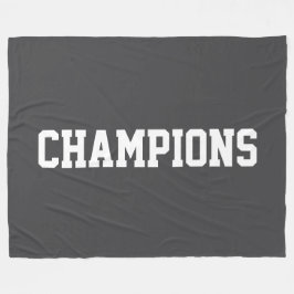 CHAMPIONS Bold Athletic White Text On Deep Gray フリースブランケット