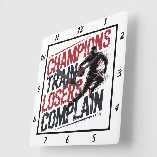 Champions Trainのユーザーがバスケットボールに文句を言う スクエア壁時計 (傾斜)