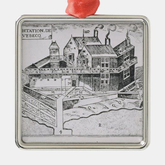 Champlainのケベックの眺め メタルオーナメント (正面)