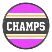 CHAMPSおもしろいブライトピンクブラックイエローレースストライプズ アイスホッケーパック (正面)