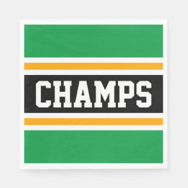 CHAMPSスポーティおもしろいグリーンブラックイエローストライプズ スタンダードランチョンナプキン