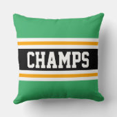 CHAMPSスポーティブライトグリーンブラックイエローストライプズ クッション (裏面)