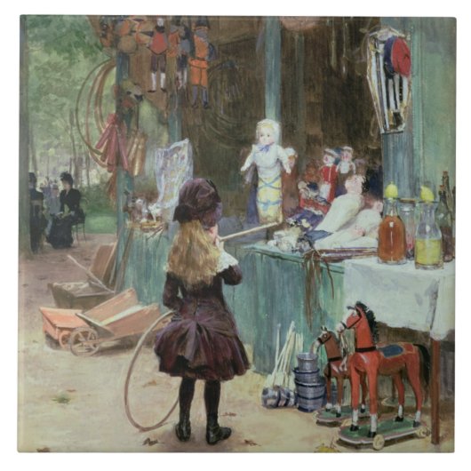 Champs-Elyseesの庭、c.1897 (グワッシュ タイル (正面)