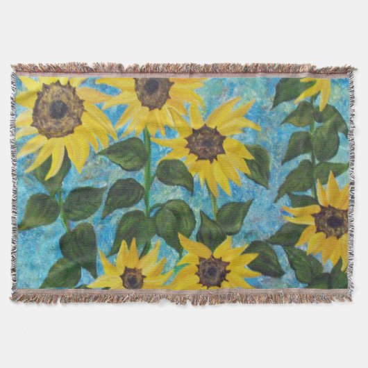 Chance's Sunflowers Afghan スローブランケット (正面)
