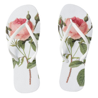 Chanclas blancas de una rosa en cada pie ビーチサンダル