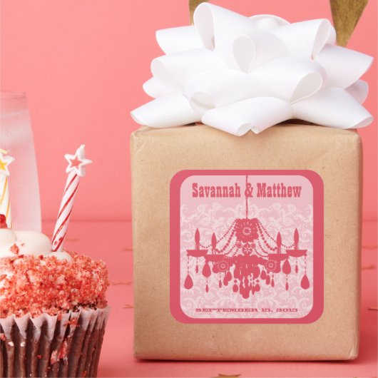 Chandelier Fontierのステッカーを結婚保存する スクエアシール (パーティー)