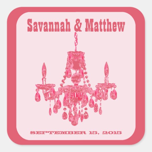 Chandelier Fontierのステッカーを結婚保存する スクエアシール (正面)