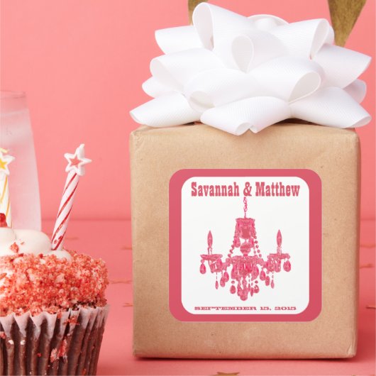 Chandelier Fontierのステッカーを結婚保存する スクエアシール (パーティー)