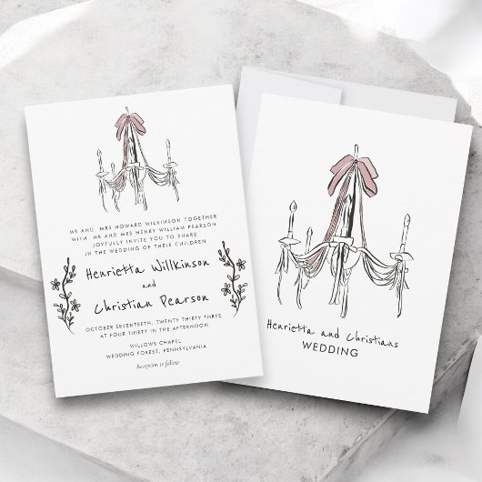 Chandelier Romantic Blush Pink Bow Formal Wedding 