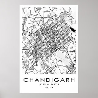 Chandigarhの地図ポスター|パンジャブ|インド ポスター