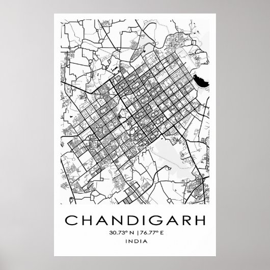 Chandigarhの地図ポスター|パンジャブ|インド ポスター (正面)