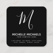 CHANGE COLOR ミニマル Monogramスクリプト（白黒） スクエア名刺 (正面)