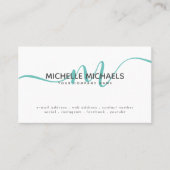 CHANGE COLOR Monogram ミニマル Scriptシンプルティール（緑がかった色）  名刺 (正面)