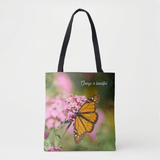 Change is Beautiful Monarch Butterfly Inspiration トートバッグ (正面)