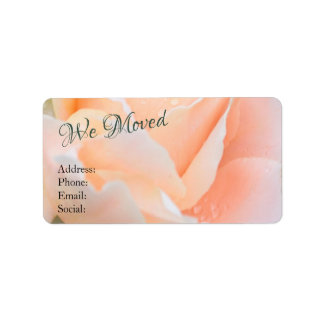 Change of Address – Elegant Peach Rose Floral ラベル