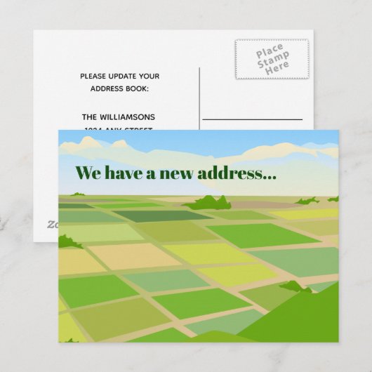 Change of Address Farm House Fields 案内ポストカード (正面/裏面)
