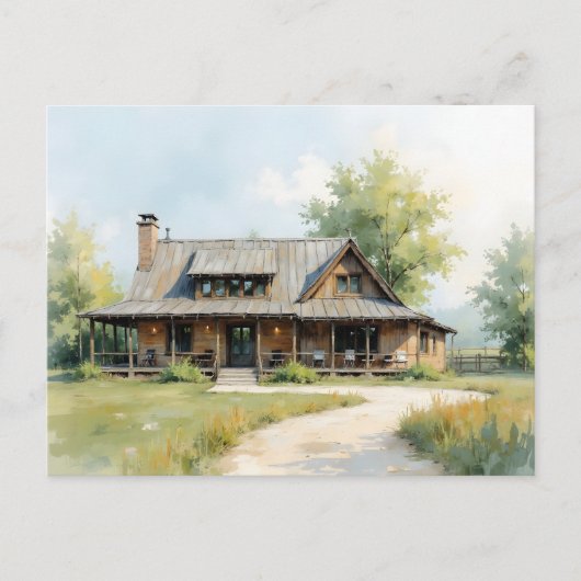 Change of Address Farmhouse Watercolor Style ポストカード (正面)
