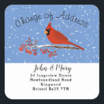 Change of Address sticker cardinal スクエアシール<br><div class="desc">snow designed by The Arty Apples Limited</div>