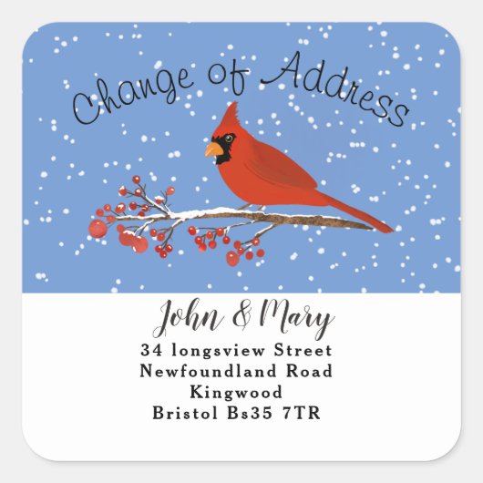 Change of Address sticker cardinal スクエアシール (正面)