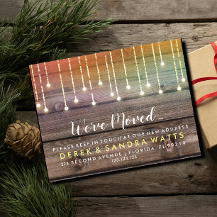 Change of address we've moved house wood lights 案内ポストカード